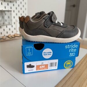 Stride Rite Gray and Brown Sneakers with Velcro Closure